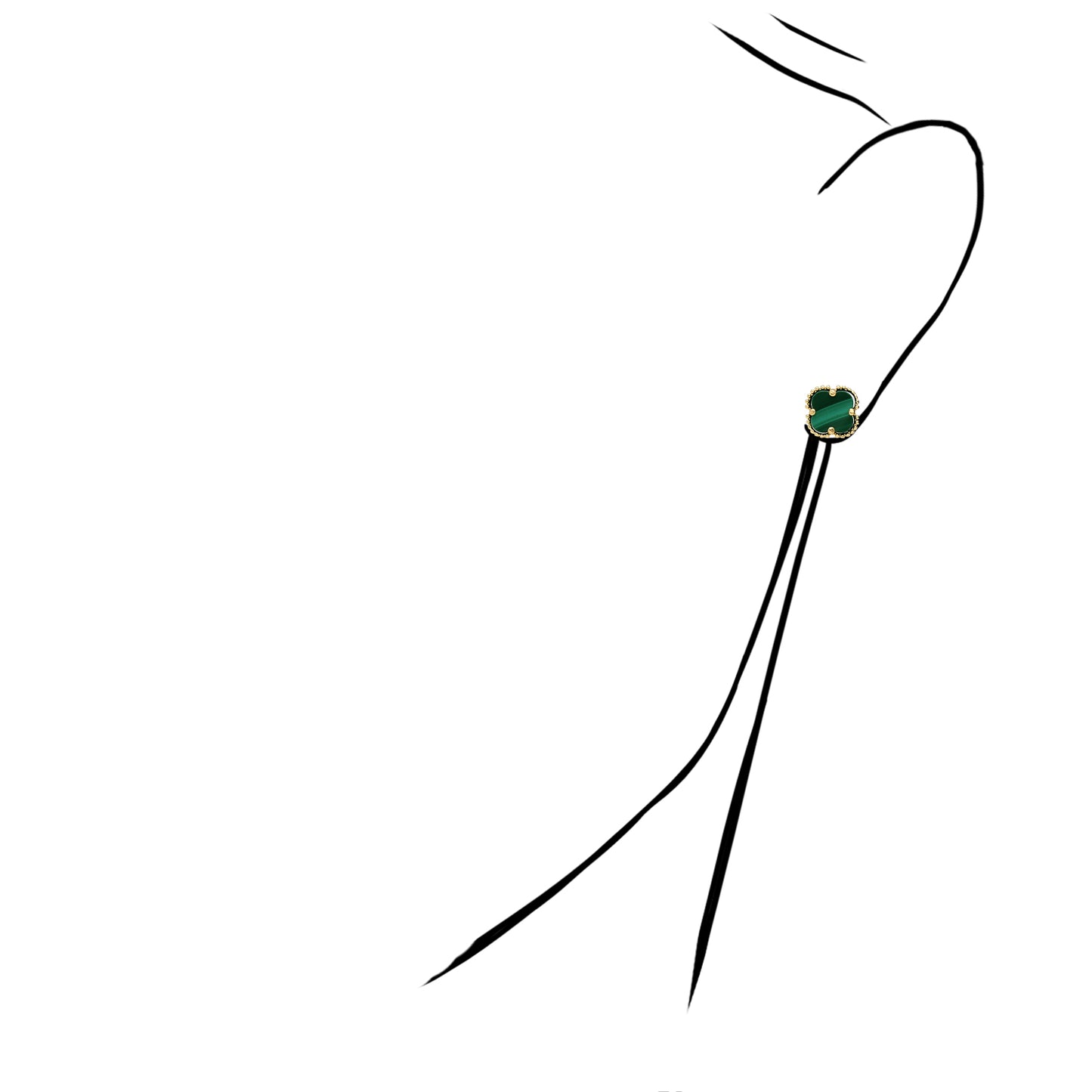 14K Yellow Gold Clover Gemstone Stud Earrings Bezel Set