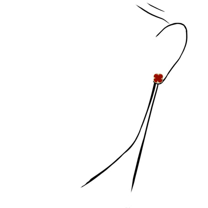 14K Yellow Gold Clover Gemstone Stud Earrings Bezel Set