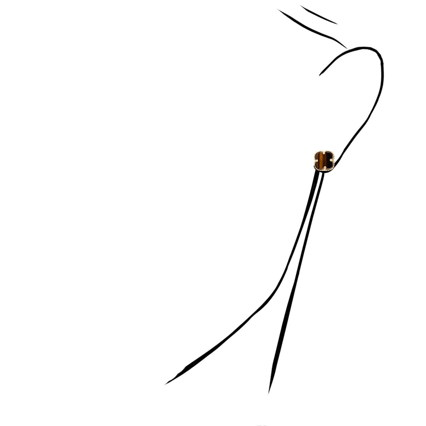 14K Yellow Gold Clover Gemstone Stud Earrings Bezel Set