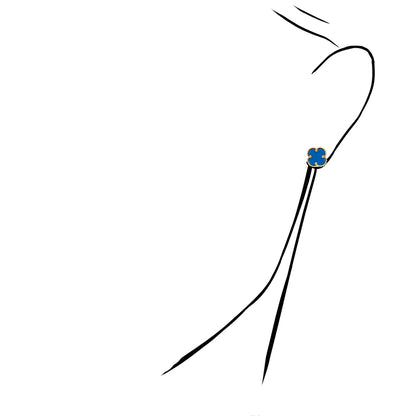 14K Yellow Gold Clover Gemstone Stud Earrings Bezel Set