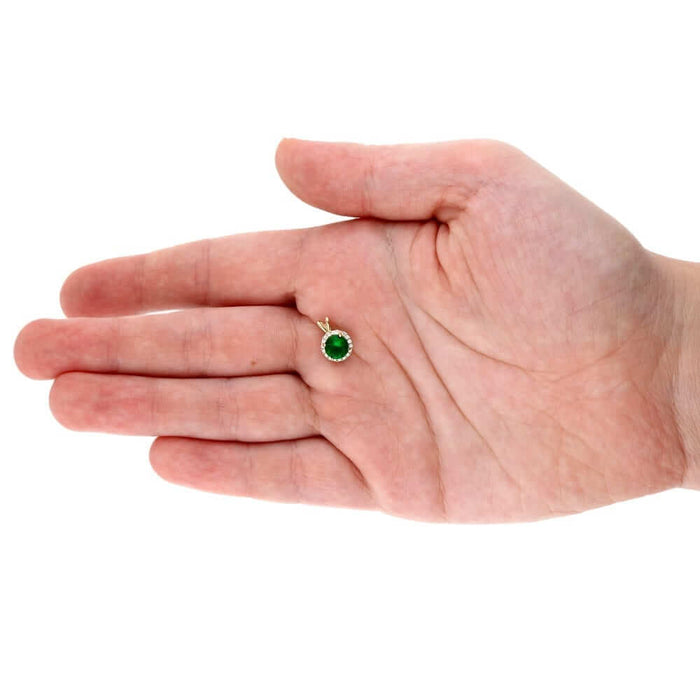 14k Yellow Gold White Gold Halo Round Solitaire Birthstone Pendant 0.5"