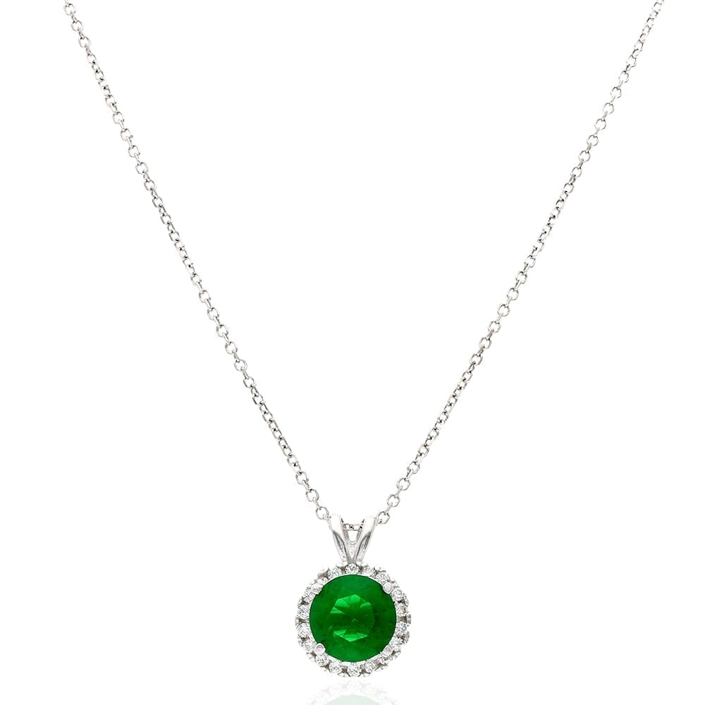 14k Yellow Gold White Gold Halo Round Solitaire Birthstone Pendant 0.5"