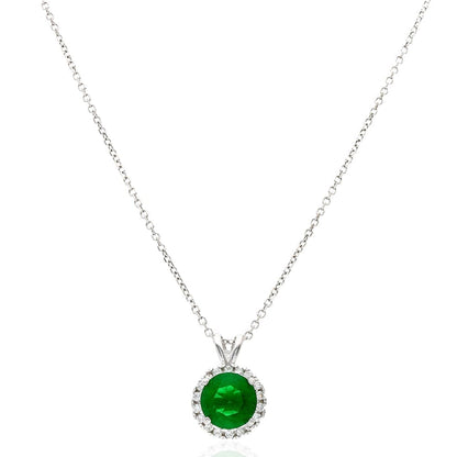 14k Yellow Gold White Gold Halo Round Solitaire Birthstone Pendant 0.5"