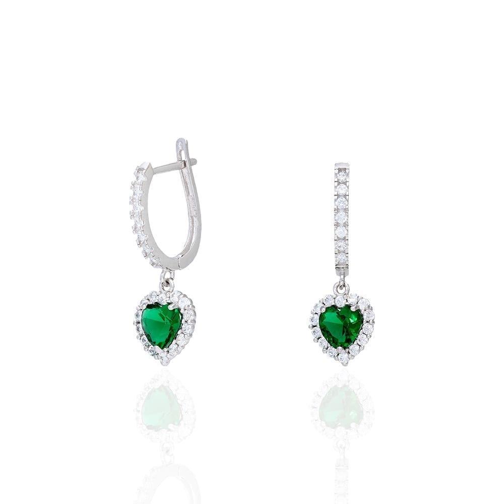14k Yellow Gold White Gold Heart Birthstone Diamond Halo  Earrings 1"