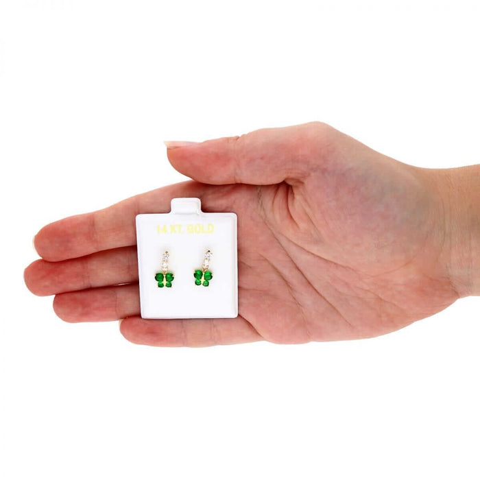 14K Yellow Gold CZ Birthstone Butterfly Earrings 15mm