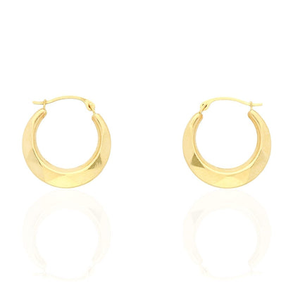 14k Yellow Gold Textured Round Creole Hoop Earrings