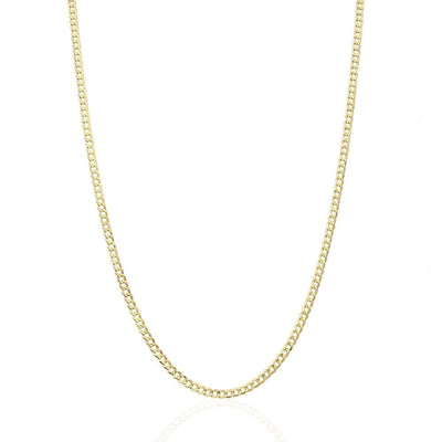 14K Yellow Gold 2.5mm Cuban Curb Chain (Solid Links) 16"-24"