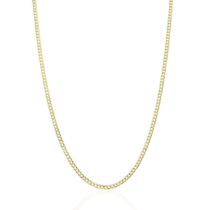 14K Yellow Gold 2.5mm Cuban Curb Chain (Solid Links) 16"-24"