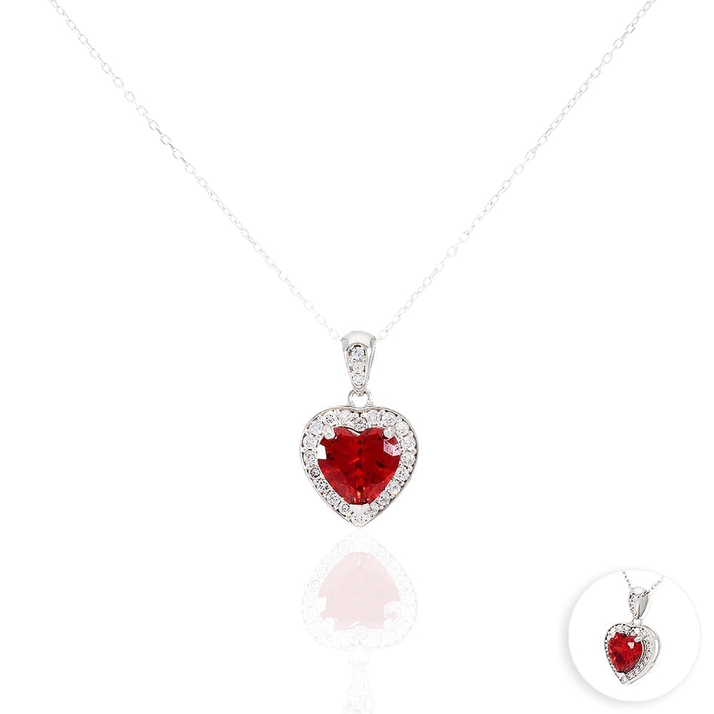14k Yellow Gold White Gold Solitaire Birthstone Halo Heart Pendant 0.6"