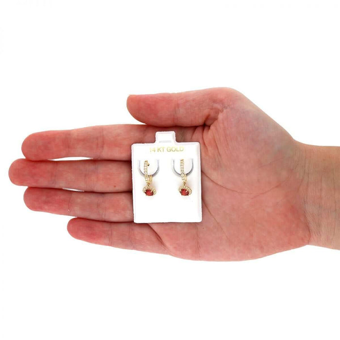 14k Yellow Gold White Gold Round Birthstone Diamond Halo Earrings 1"