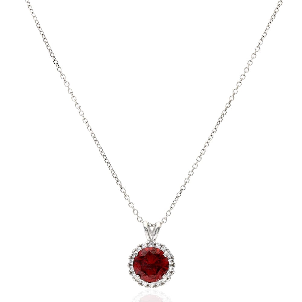 14k Yellow Gold White Gold Halo Round Solitaire Birthstone Pendant 0.5"