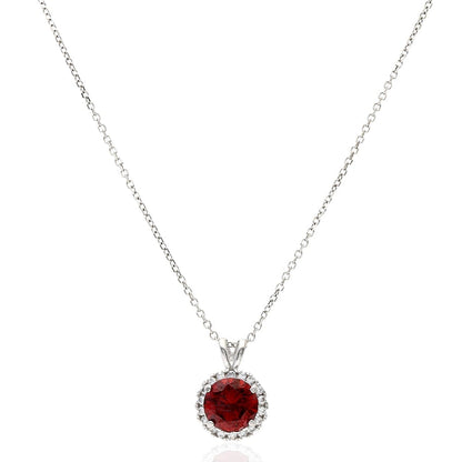 14k Yellow Gold White Gold Halo Round Solitaire Birthstone Pendant 0.5"