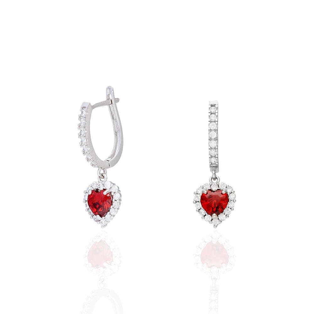 14k Yellow Gold White Gold Heart Birthstone Diamond Halo  Earrings 1"