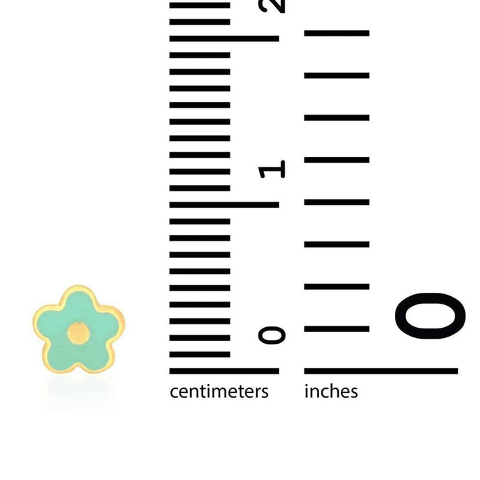 Kids 14K Gold Pink Blue Green Red White Purple Yellow Flower Stud Earrings