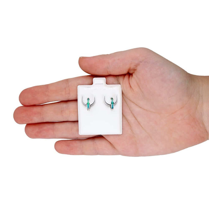 925 Sterling Silver Simulated Fire Opal Huggie Hoop Earrings 0.5"