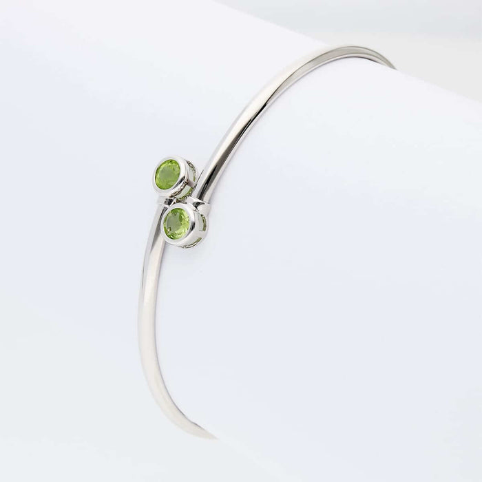 Sterling Silver 0.80Ct Bezel Multicolor CZ Bangle Bracelet