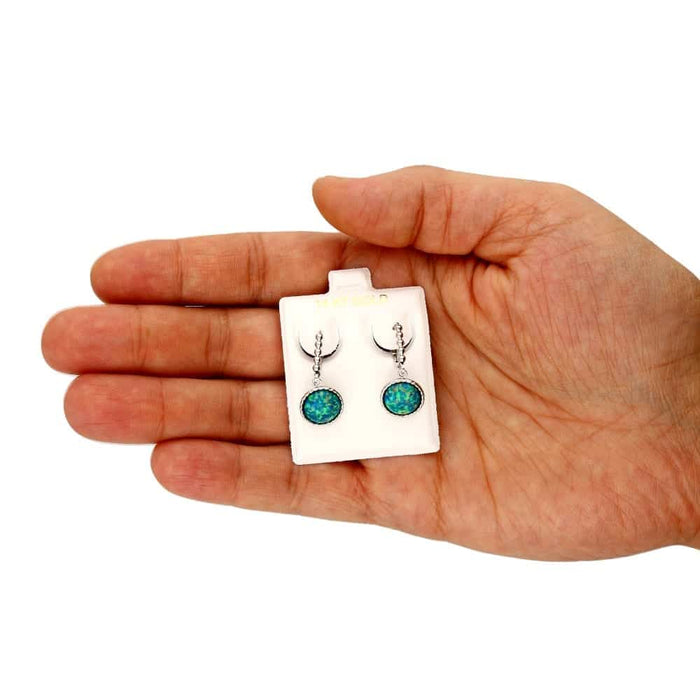 14K Gold Yellow, White Twisted Bezel Fire Opal Leverback Earrings 11.5mm