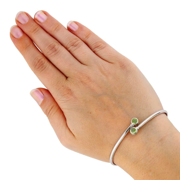 Sterling Silver 0.80Ct Bezel Multicolor CZ Bangle Bracelet