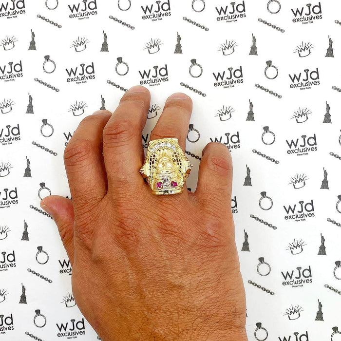 1.50CTW CZ 10k Gold Yellow Ruby Nefertiti Ring