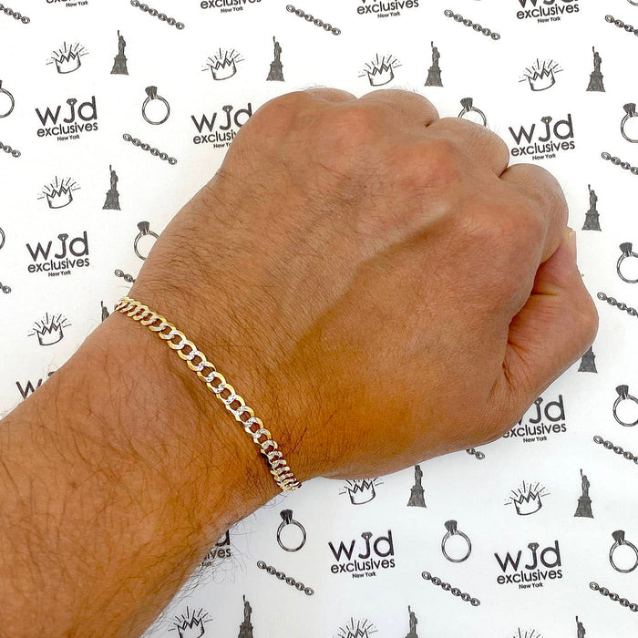 14K Yellow Gold 4.7mm Diamond-Cut Cuban Bracelet (Solid Links) 8.5"