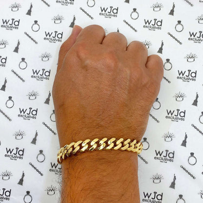 10K Gold 10mm Miami Cuban Bracelet (Hollow) with Fancy Box Clasp 8"