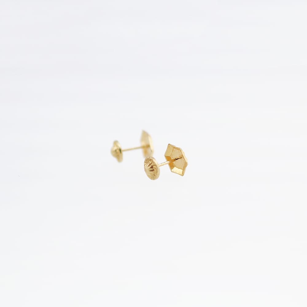 Solid 14K Yellow Gold Diamond Cut 5mm Hexagon Screw Back Stud Earrings