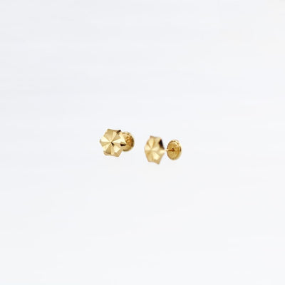 14K Yellow Gold Diamond-Cut Round Circle Button Ball Screw Back Stud Earrings 7mm