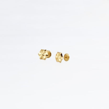 Solid 14K Yellow Gold Diamond Cut 5mm Hexagon Screw Back Stud Earrings