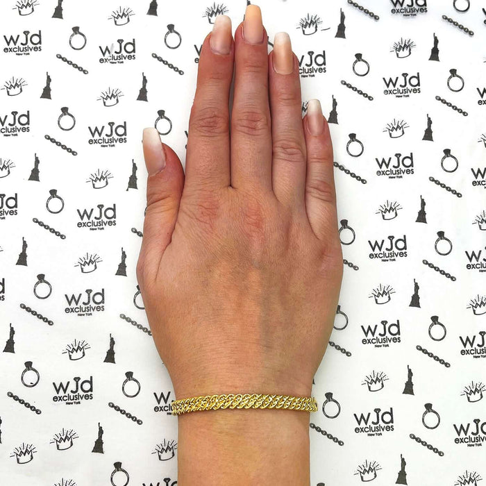 14K Yellow Gold 5.6mm 3-Row Rope Bracelet (Hollow) 7.5"