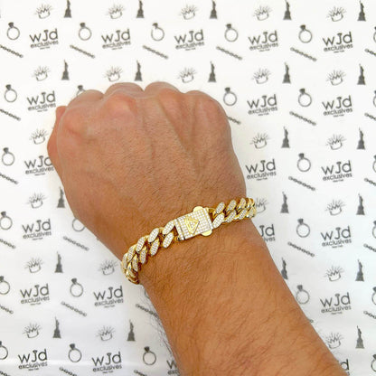 14K Gold CZ Pave 11mm Hollow Miami Cuban Bracelet 8.25"