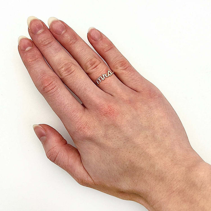 14K Gold Wavy Mrs Stackable Ring - WJD Exclusives