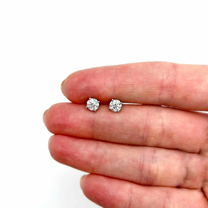 1CTW Natural Diamond 14K White Gold Round-Cut Screw Back Stud Earrings 5.3mm