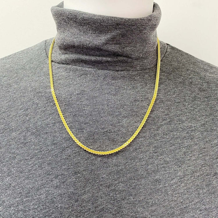 14K Gold Over Sterling Silver 3mm Franco Chain (Hollow) 16"-26"