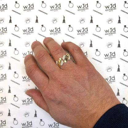 14K Real Gold Yellow CZ Pave Edge Cuban Ring