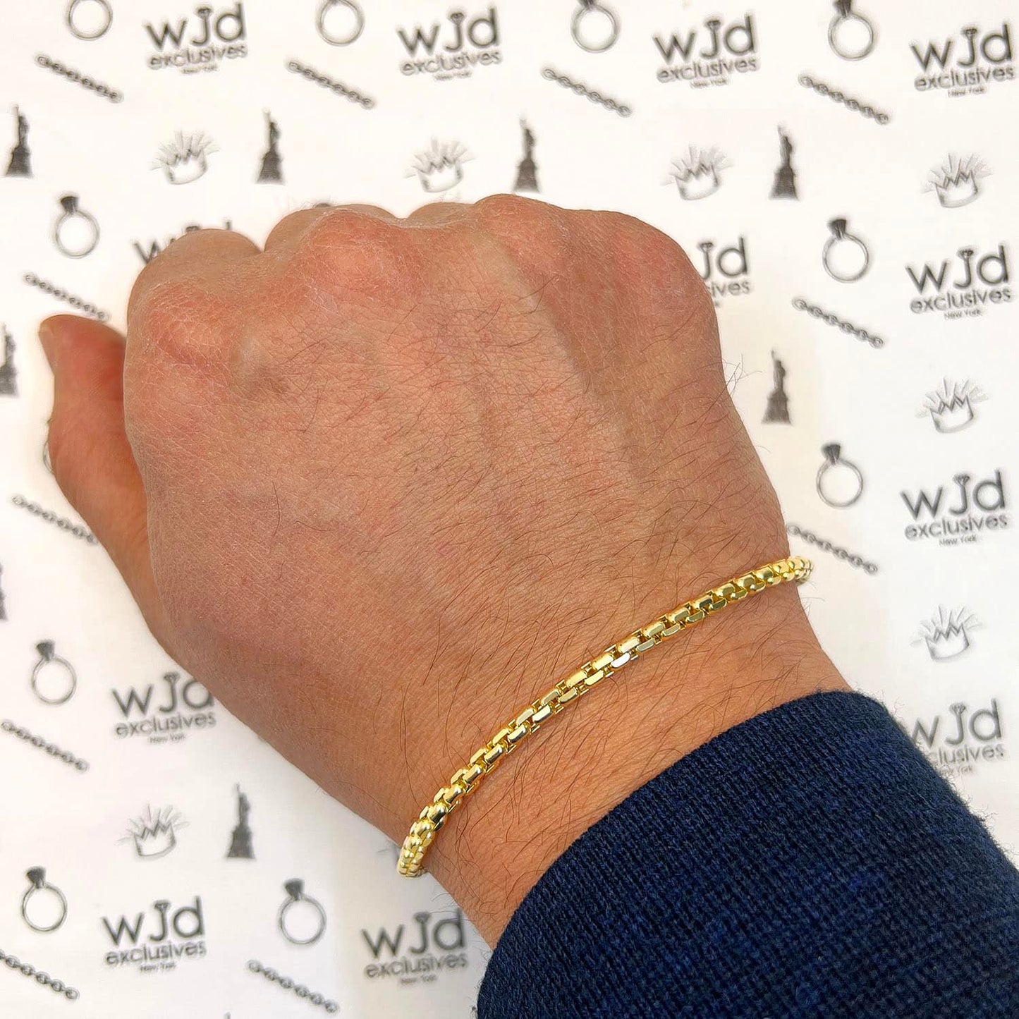 14K Gold Yellow 3.5mm Solid Round Box Bracelet 8.5"