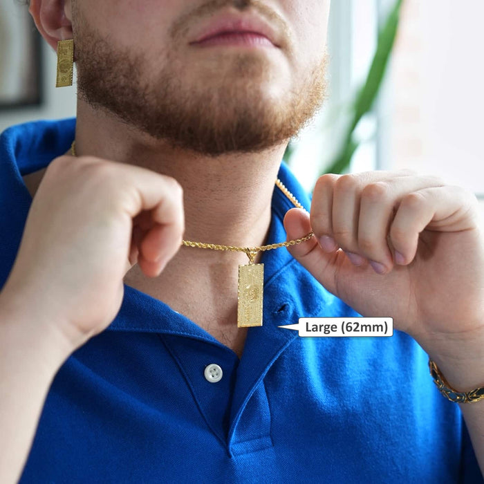 10k Yellow Gold Million Dollar Bill Banknote Money Diamond-Cut Pendant