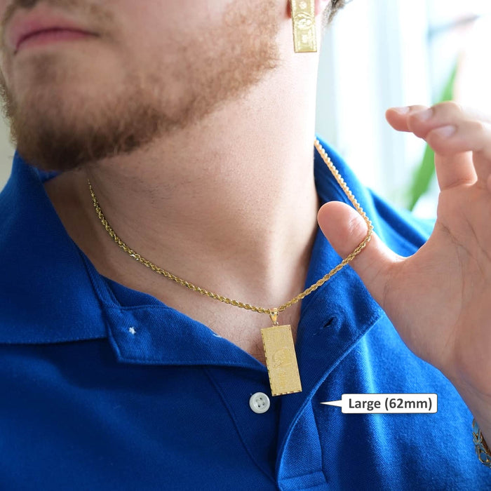 10k Yellow Gold Million Dollar Bill Banknote Money Diamond-Cut Pendant