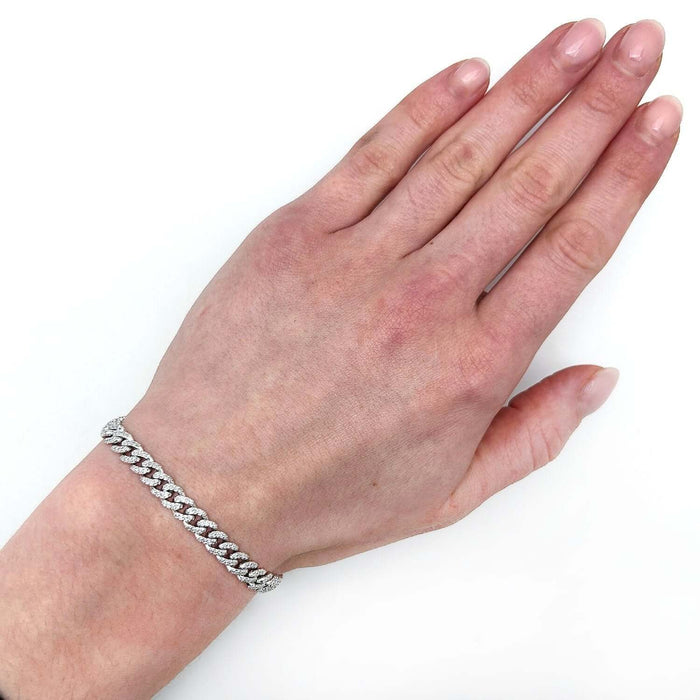 2.20CTW Natural Diamond 10K Yellow White Gold Two - Tone 6mm Cuban Bracelet (Solid Links) 7.5" - WJD Exclusives