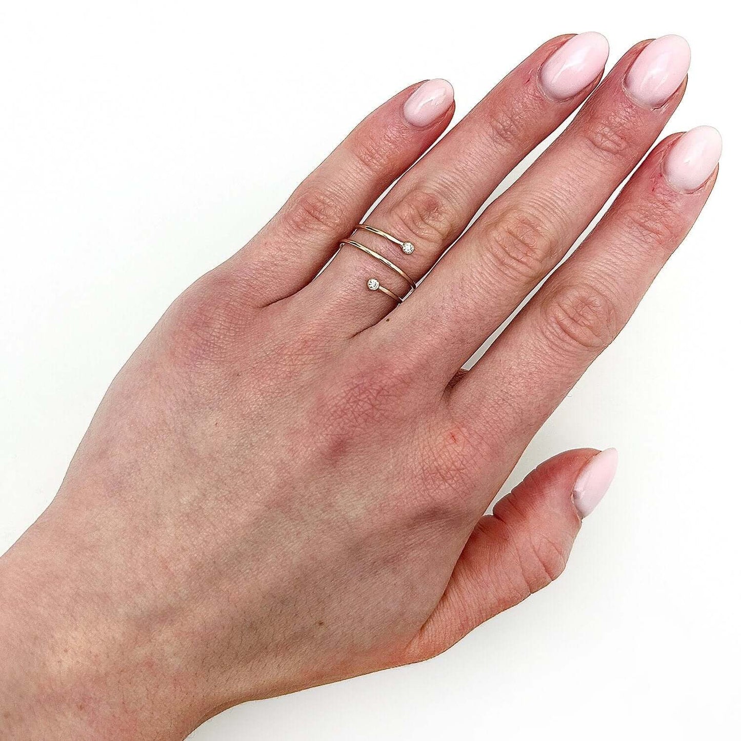 0.07CTW Real Diamond 14K Real Gold Wrap Around Bypass Cocktail Ring