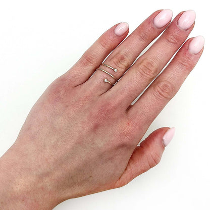 0.07CTW Real Diamond 14K Real Gold Wrap Around Bypass Cocktail Ring