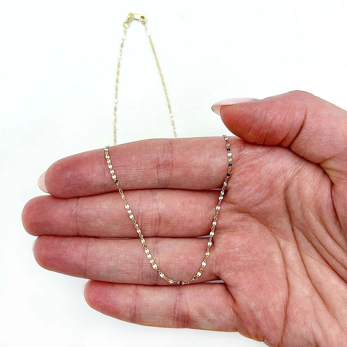 14K Yellow Gold 1.5mm Mirror Necklace (Solid Links) 16" - 24" - WJD Exclusives