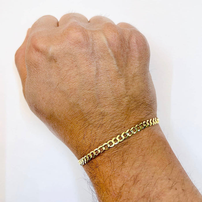 14K Yellow Gold 4.7mm Cuban Curb Bracelet (Solid Links) 8.5" - WJD Exclusives