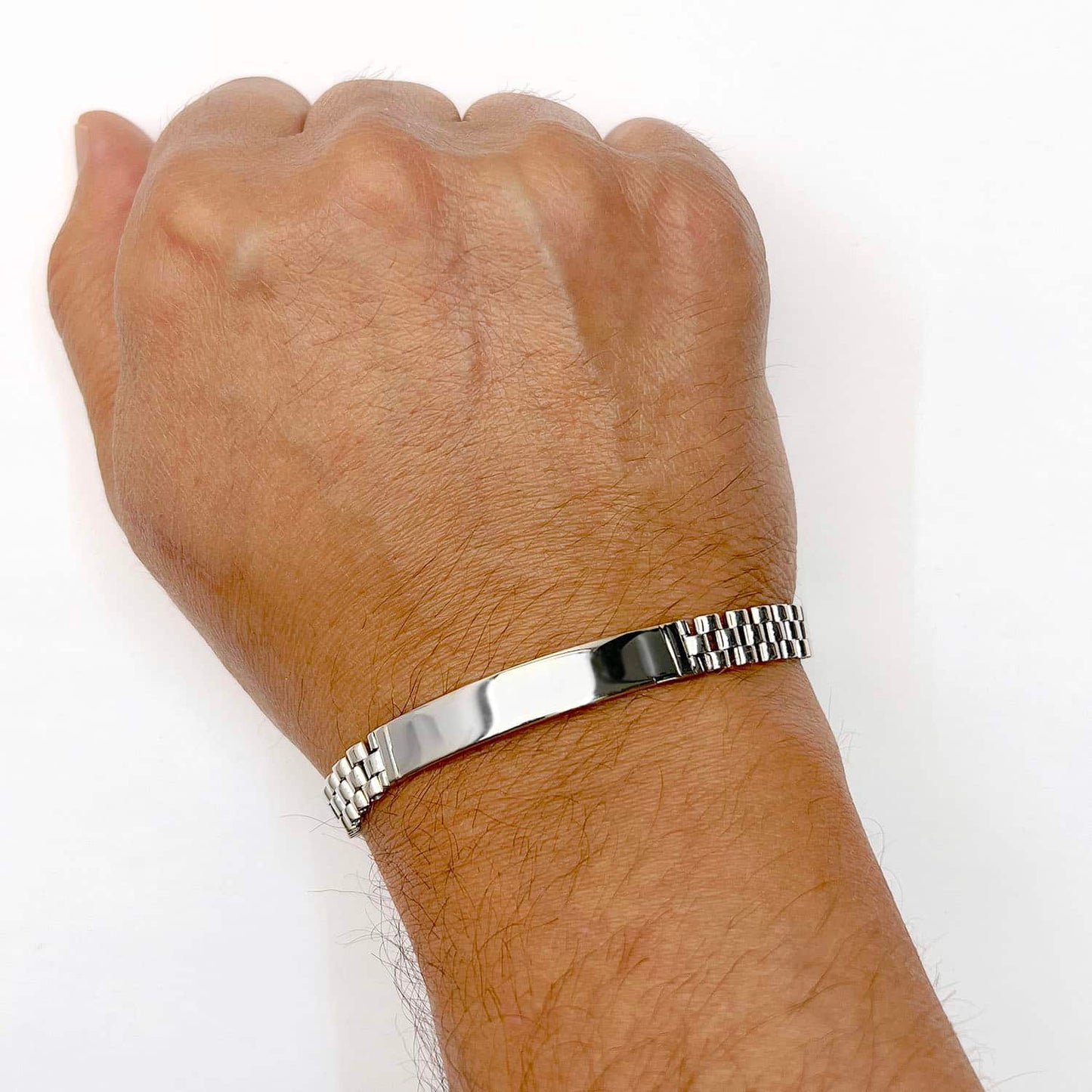 Engravable 18K Gold Over Silver Personalized 7.5mm Jubilee ID Bar Bracelet 8.5"