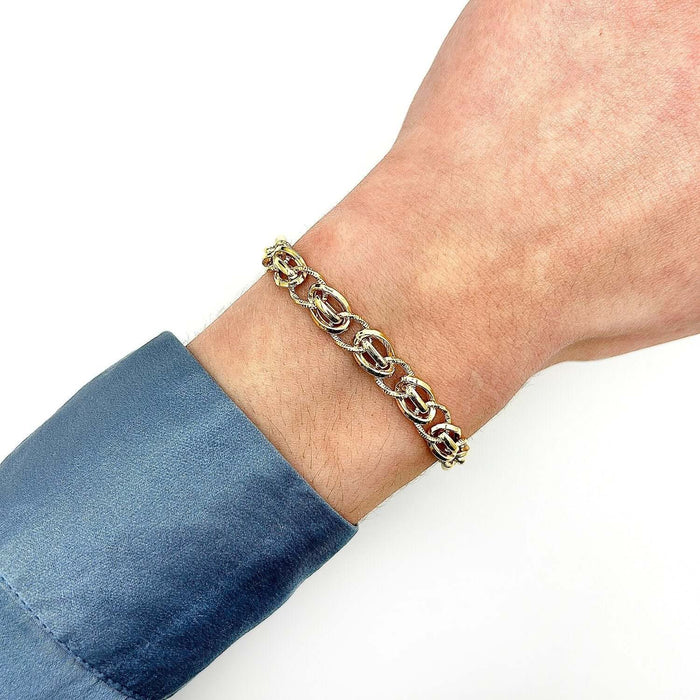 14K Yellow Gold Alternating Oval Diamond - Cut Bracelet (Hollow) 7.5" - WJD Exclusives