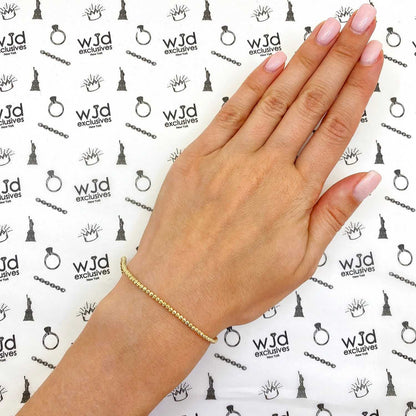 10K Gold 2mm Moon-Cut Ball Beaded Bracelet 7.5"