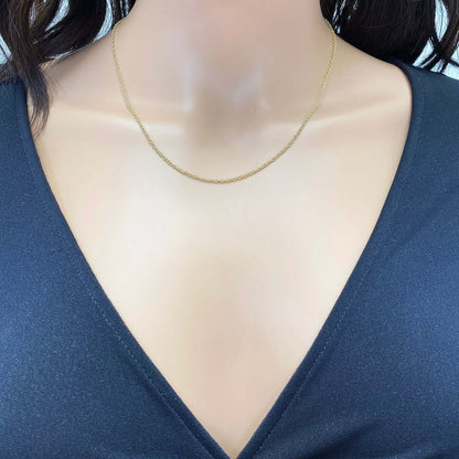 14K Gold 2mm Diamond-Cut Cable Chain 16"-18"
