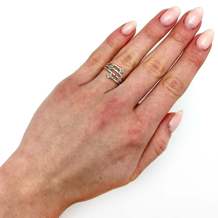 0.40CTW CZ 10K Gold Yellow Flower Cocktail Ring - WJD Exclusives