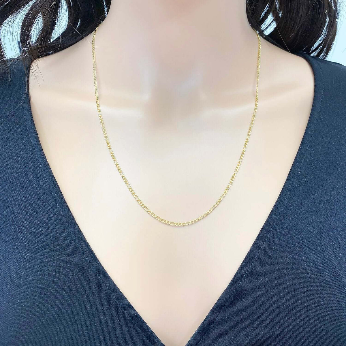 10K Yellow Gold 2mm Figaro Chain (Hollow) 16"-26"