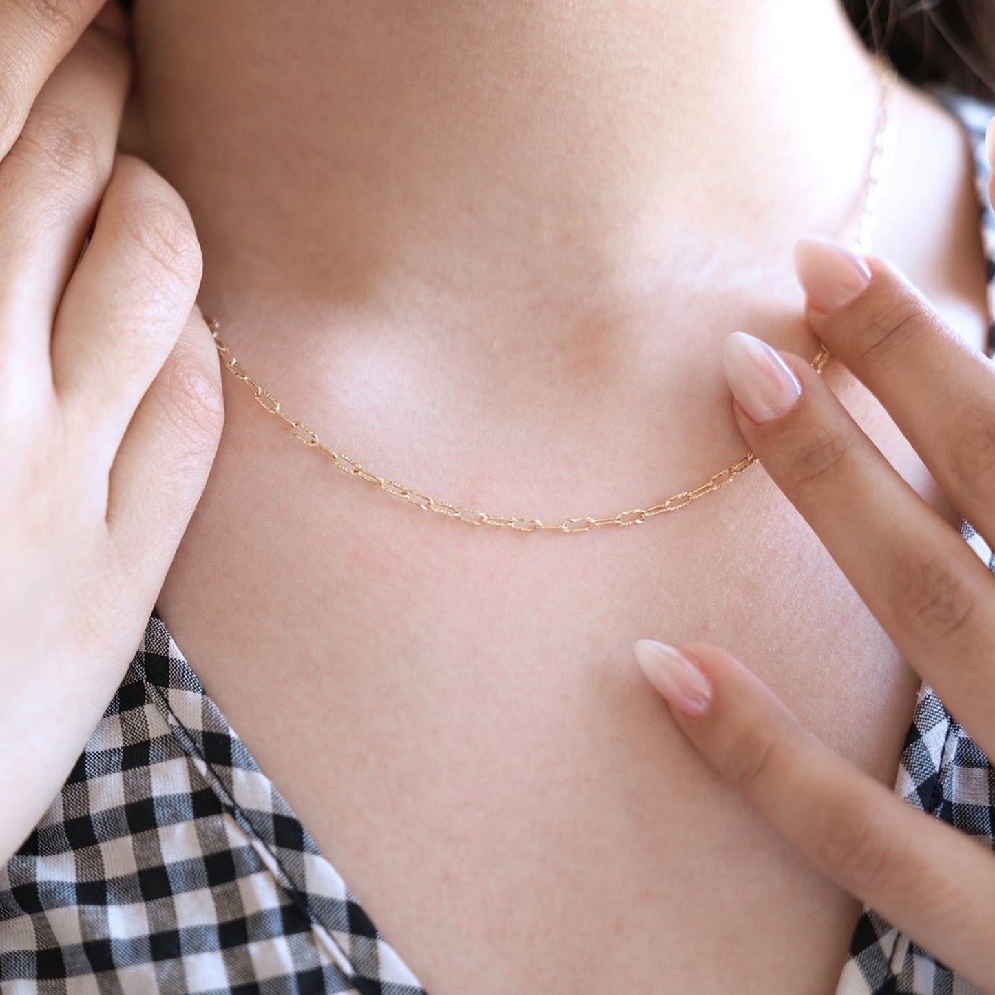 14K Yellow Gold 2mm Diamond-Cut Paperclip Chain Necklace 16" 18"