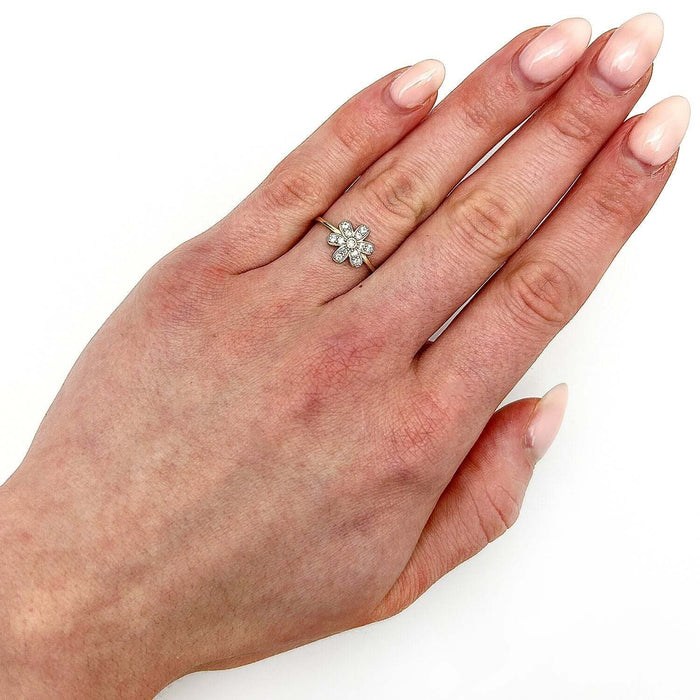 10K Yellow Gold 0.3CTW CZ Flower Ring - WJD Exclusives